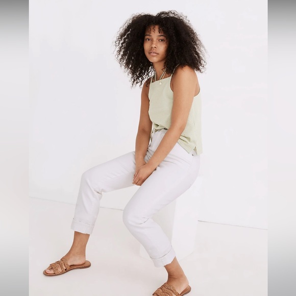 Madewell Tall High-Rise Slim Boyjean in Tile White, Size 29T - Picture 3 of 15